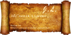 Jánosik Liander névjegykártya